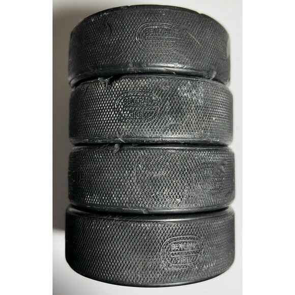 4-NATIONAL Hockey League Pucks-Ziegler,General Tire,Trench Made in Canada As Is - Picture 3 of 5